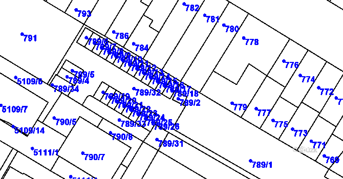 Parcela st. 789/18 v KÚ Žabovřesky, Katastrální mapa