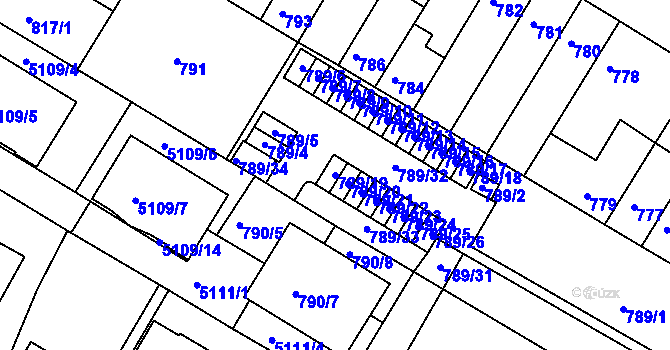 Parcela st. 789/19 v KÚ Žabovřesky, Katastrální mapa