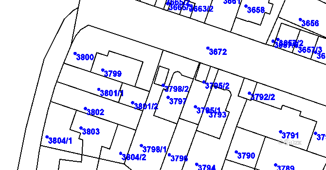 Parcela st. 3798/2 v KÚ Žabovřesky, Katastrální mapa
