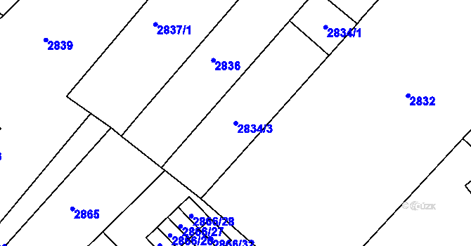 Parcela st. 2834/3 v KÚ Žabovřesky, Katastrální mapa
