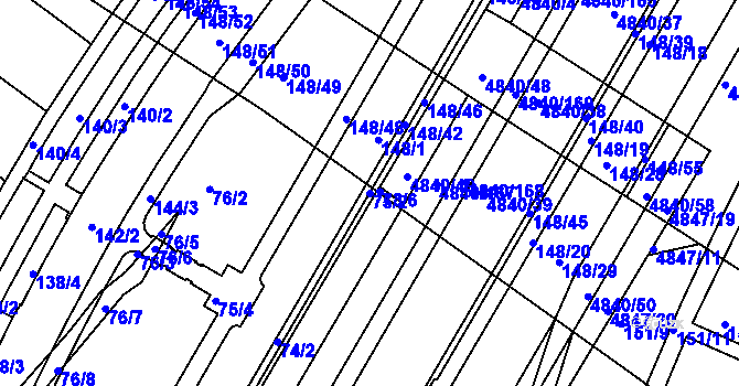 Parcela st. 75/2 v KÚ Žabovřesky, Katastrální mapa