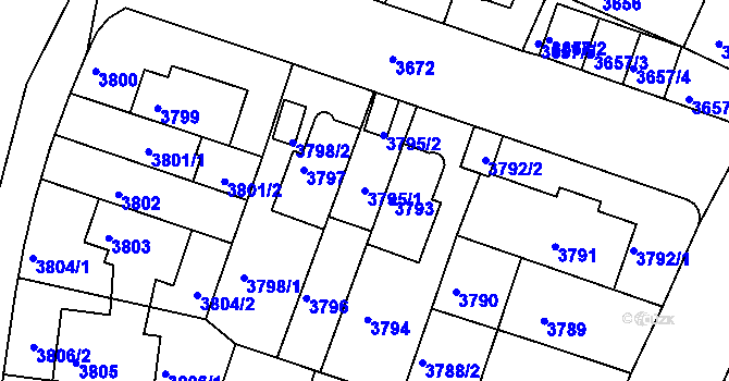 Parcela st. 3795/1 v KÚ Žabovřesky, Katastrální mapa