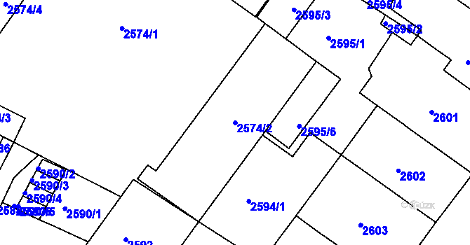 Parcela st. 2574/2 v KÚ Žabovřesky, Katastrální mapa