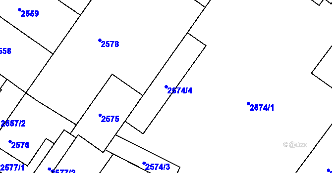 Parcela st. 2574/4 v KÚ Žabovřesky, Katastrální mapa