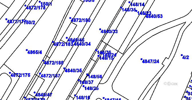 Parcela st. 148/36 v KÚ Žabovřesky, Katastrální mapa