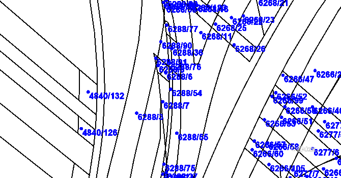 Parcela st. 6288/54 v KÚ Žabovřesky, Katastrální mapa