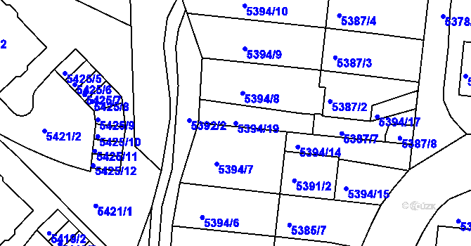 Parcela st. 5394/19 v KÚ Žabovřesky, Katastrální mapa