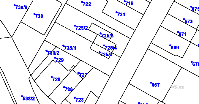 Parcela st. 725/3 v KÚ Žabovřesky, Katastrální mapa