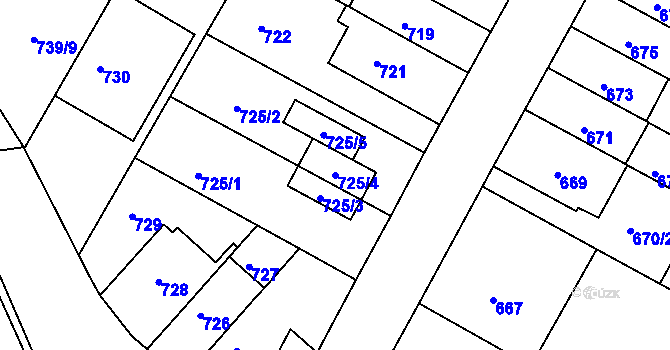 Parcela st. 725/4 v KÚ Žabovřesky, Katastrální mapa