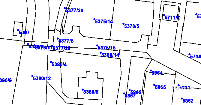 Parcela st. 5380/14 v KÚ Žabovřesky, Katastrální mapa