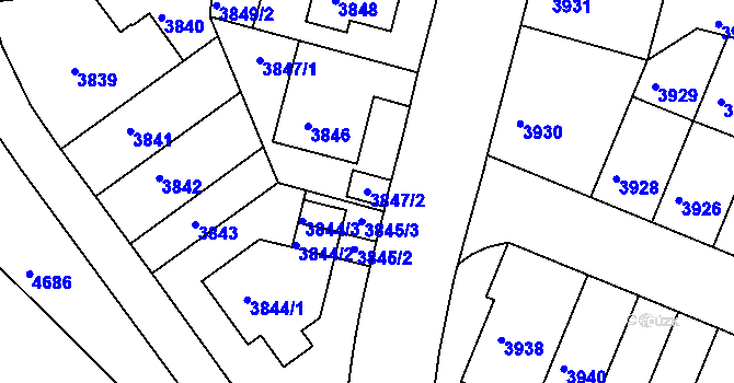 Parcela st. 3847/2 v KÚ Žabovřesky, Katastrální mapa