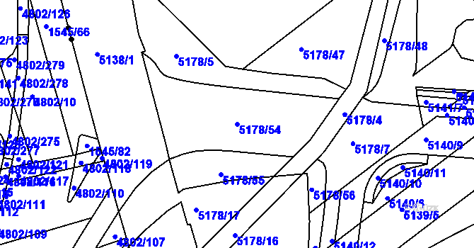 Parcela st. 5178/54 v KÚ Žabovřesky, Katastrální mapa