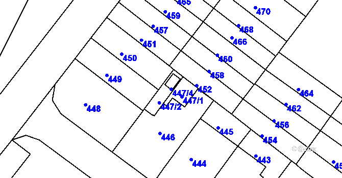 Parcela st. 447/4 v KÚ Žabovřesky, Katastrální mapa