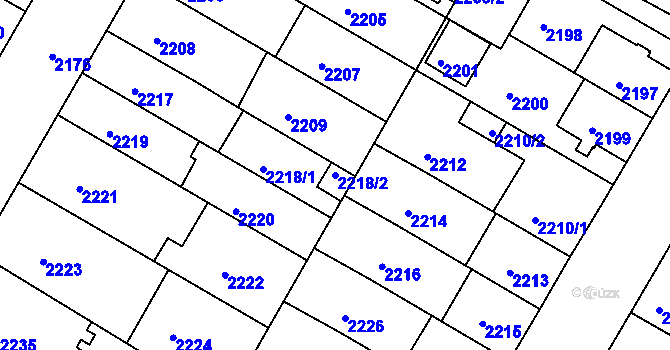 Parcela st. 2218/2 v KÚ Žabovřesky, Katastrální mapa