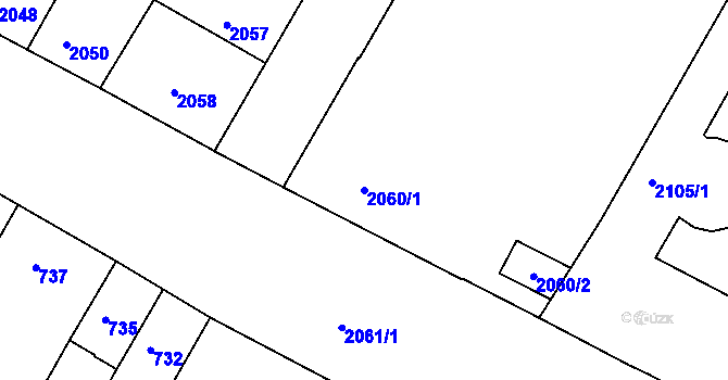 Parcela st. 2060/1 v KÚ Žabovřesky, Katastrální mapa