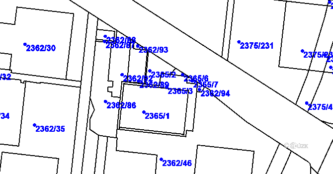 Parcela st. 2365/3 v KÚ Žabovřesky, Katastrální mapa