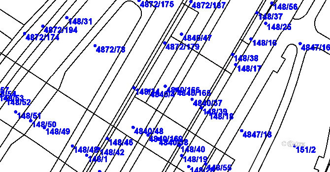 Parcela st. 4840/166 v KÚ Žabovřesky, Katastrální mapa