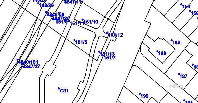 Parcela st. 151/13 v KÚ Žabovřesky, Katastrální mapa