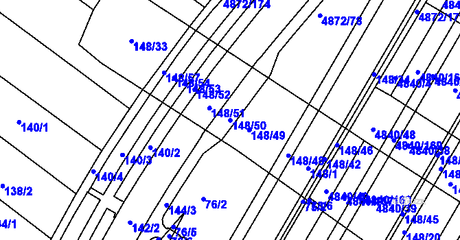 Parcela st. 148/50 v KÚ Žabovřesky, Katastrální mapa