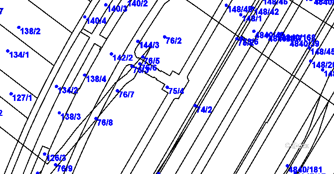 Parcela st. 75/4 v KÚ Žabovřesky, Katastrální mapa