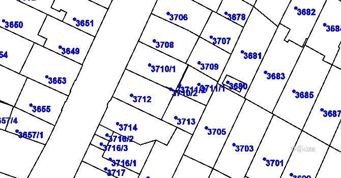 Parcela st. 3710/2 v KÚ Žabovřesky, Katastrální mapa