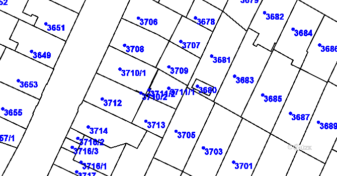 Parcela st. 3711/1 v KÚ Žabovřesky, Katastrální mapa