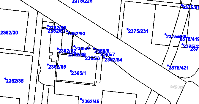 Parcela st. 2365/7 v KÚ Žabovřesky, Katastrální mapa