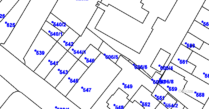 Parcela st. 606/5 v KÚ Žabovřesky, Katastrální mapa