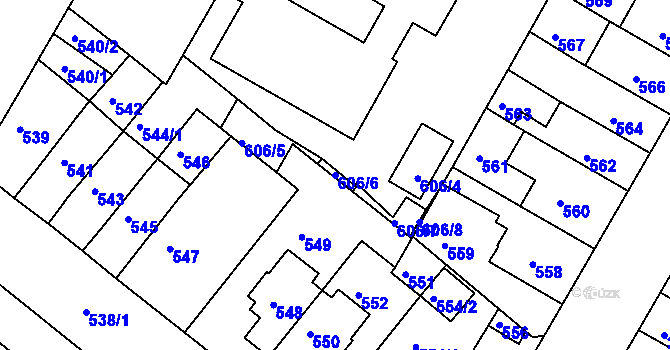Parcela st. 606/6 v KÚ Žabovřesky, Katastrální mapa