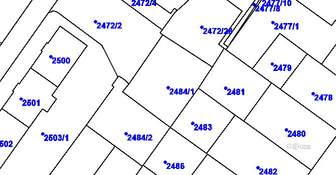 Parcela st. 2484/1 v KÚ Žabovřesky, Katastrální mapa