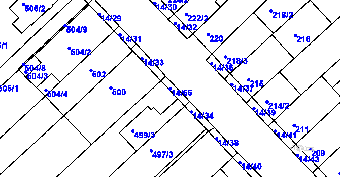 Parcela st. 14/66 v KÚ Jundrov, Katastrální mapa