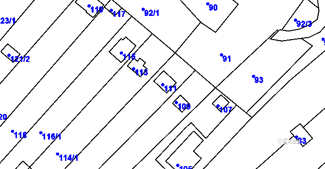 Parcela st. 111 v KÚ Jundrov, Katastrální mapa