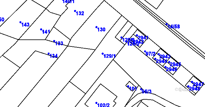 Parcela st. 129/1 v KÚ Jundrov, Katastrální mapa