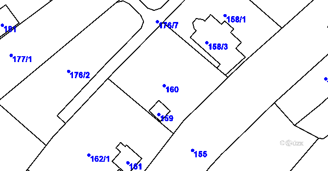 Parcela st. 160 v KÚ Jundrov, Katastrální mapa