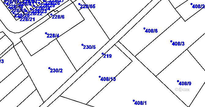 Parcela st. 219 v KÚ Jundrov, Katastrální mapa