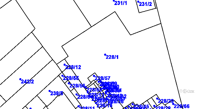 Parcela st. 228/1 v KÚ Jundrov, Katastrální mapa