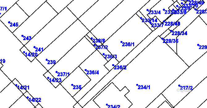 Parcela st. 236/3 v KÚ Jundrov, Katastrální mapa