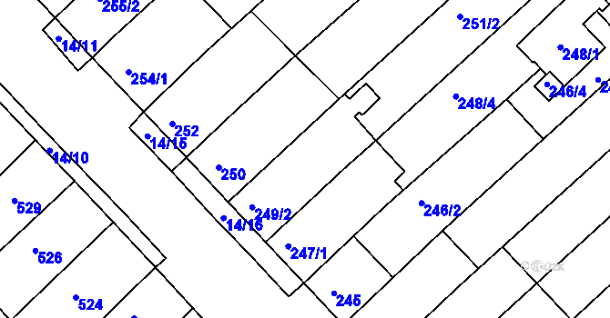 Parcela st. 249/1 v KÚ Jundrov, Katastrální mapa