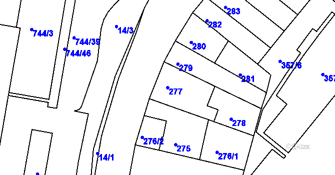 Parcela st. 277 v KÚ Jundrov, Katastrální mapa
