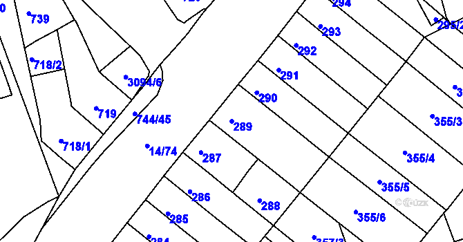 Parcela st. 289 v KÚ Jundrov, Katastrální mapa