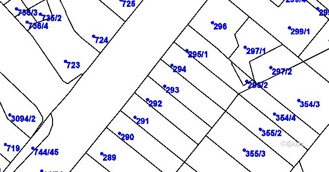 Parcela st. 293 v KÚ Jundrov, Katastrální mapa