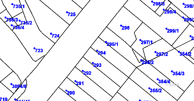Parcela st. 294 v KÚ Jundrov, Katastrální mapa