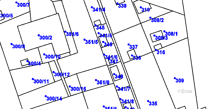 Parcela st. 341/6 v KÚ Jundrov, Katastrální mapa