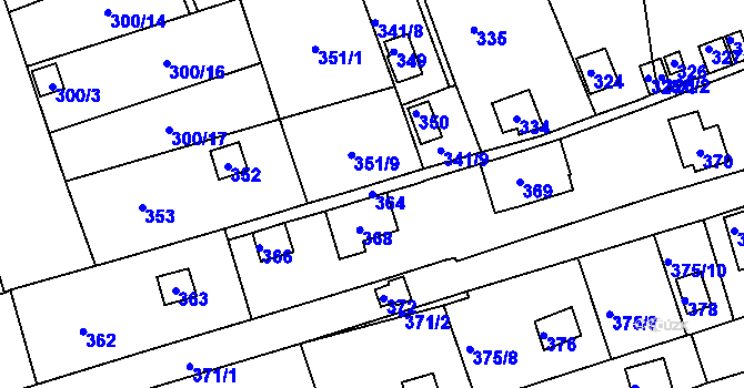 Parcela st. 364 v KÚ Jundrov, Katastrální mapa