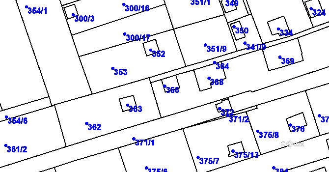 Parcela st. 366 v KÚ Jundrov, Katastrální mapa