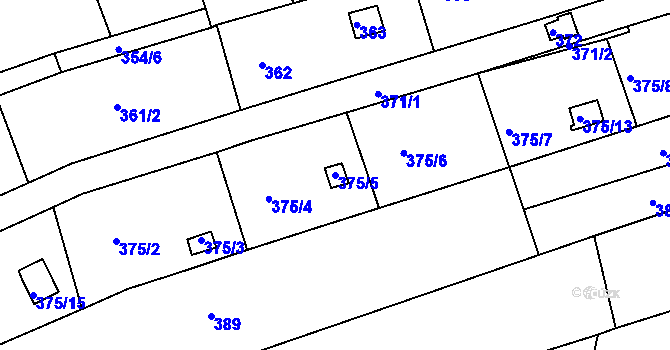 Parcela st. 375/5 v KÚ Jundrov, Katastrální mapa