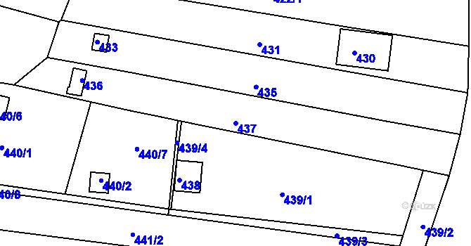 Parcela st. 437 v KÚ Jundrov, Katastrální mapa