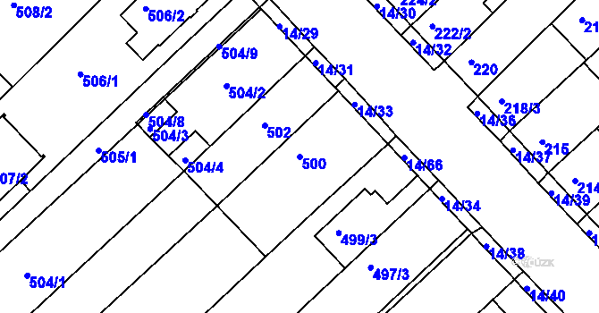 Parcela st. 500 v KÚ Jundrov, Katastrální mapa