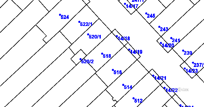 Parcela st. 518 v KÚ Jundrov, Katastrální mapa