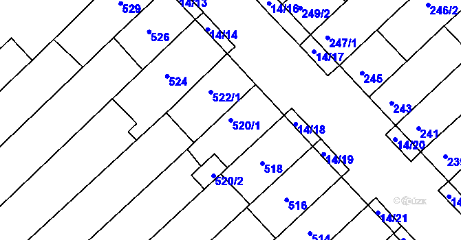 Parcela st. 520/1 v KÚ Jundrov, Katastrální mapa